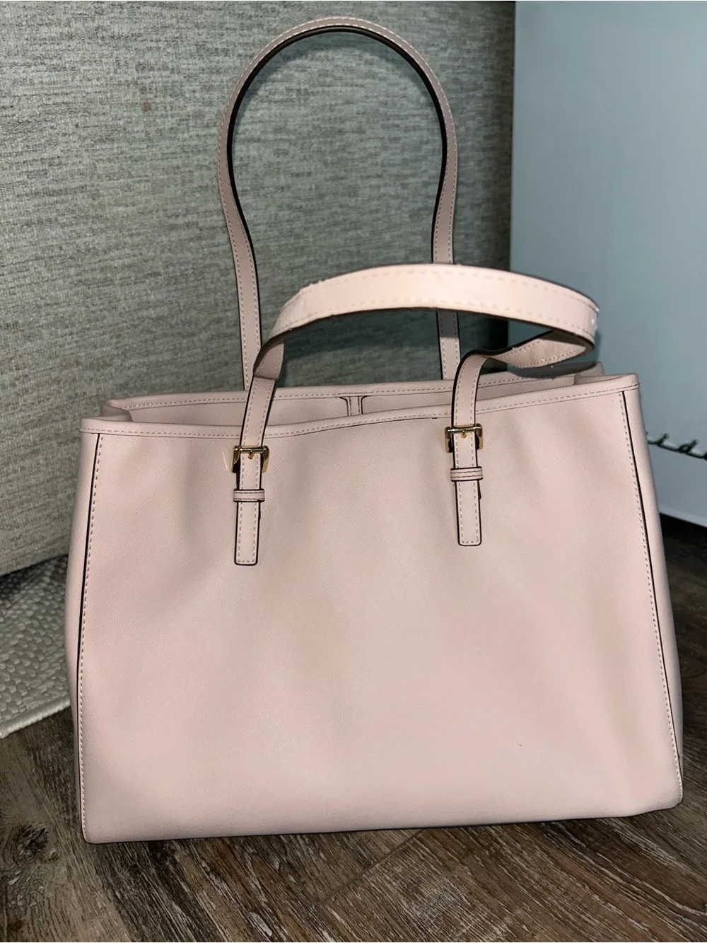 Michael Kors Light Pink Leather Tote with Gold Accents